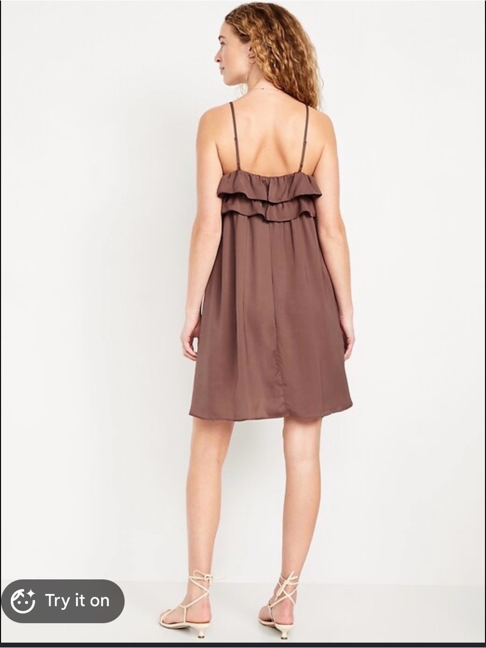 Old Navy Brown/Rose Ruffle Midi Dress